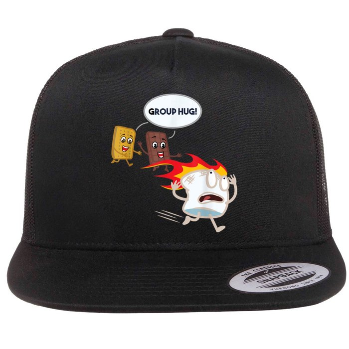 Funny For Men Smores Marshmallow Camping Roasting Flat Bill Trucker Hat