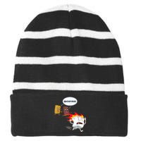 Funny For Men Smores Marshmallow Camping Roasting Striped Beanie with Solid Band