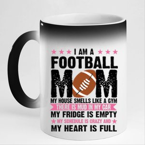 Funny Football Mom Quote Fan 11oz Black Color Changing Mug