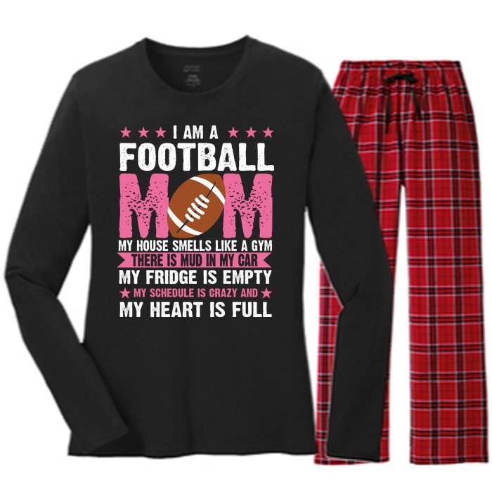 Funny Football Mom Quote Fan Women's Long Sleeve Flannel Pajama Set 