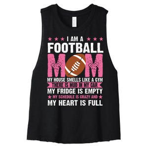 Funny Football Mom Quote Fan Women's Racerback Cropped Tank