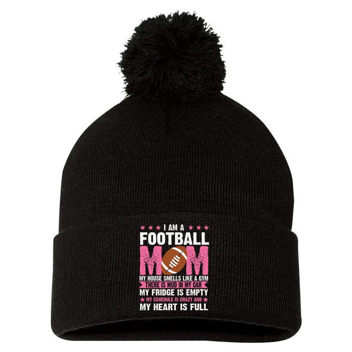 Funny Football Mom Quote Fan Pom Pom 12in Knit Beanie