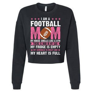 Funny Football Mom Quote Fan Cropped Pullover Crew