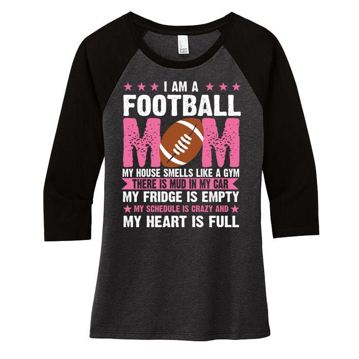 Funny Football Mom Quote Fan Women's Tri-Blend 3/4-Sleeve Raglan Shirt