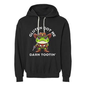 Funny Frog Meme Gluten Got Me Darn Tootin Gluten Free Diet Garment-Dyed Fleece Hoodie