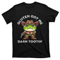 Funny Frog Meme Gluten Got Me Darn Tootin Gluten Free Diet T-Shirt