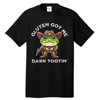 Funny Frog Meme Gluten Got Me Darn Tootin Gluten Free Diet Tall T-Shirt