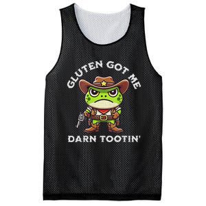 Funny Frog Meme Gluten Got Me Darn Tootin Gluten Free Diet Mesh Reversible Basketball Jersey Tank