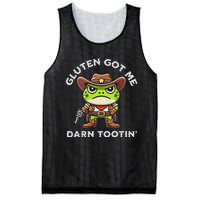 Funny Frog Meme Gluten Got Me Darn Tootin Gluten Free Diet Mesh Reversible Basketball Jersey Tank