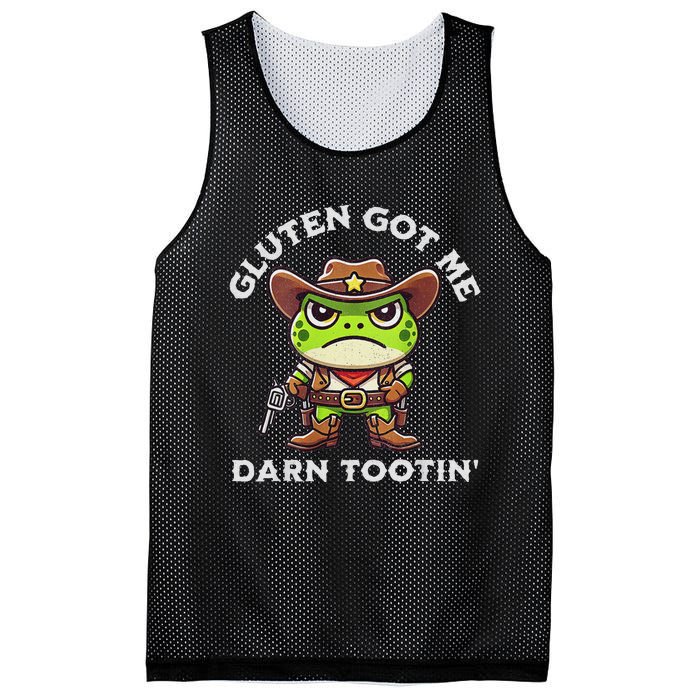 Funny Frog Meme Gluten Got Me Darn Tootin Gluten Free Diet Mesh Reversible Basketball Jersey Tank