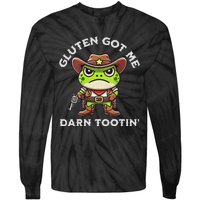 Funny Frog Meme Gluten Got Me Darn Tootin Gluten Free Diet Tie-Dye Long Sleeve Shirt