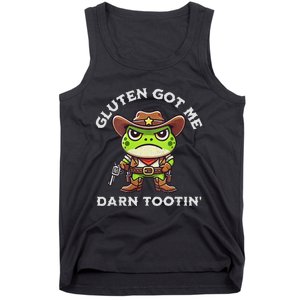 Funny Frog Meme Gluten Got Me Darn Tootin Gluten Free Diet Tank Top