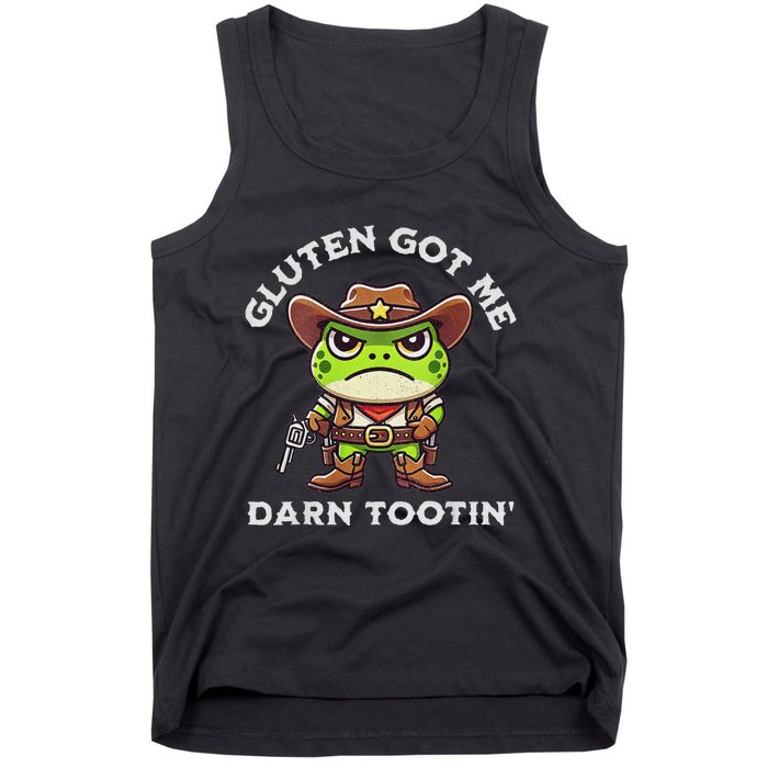 Funny Frog Meme Gluten Got Me Darn Tootin Gluten Free Diet Tank Top