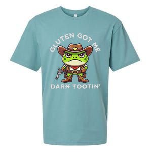 Funny Frog Meme Gluten Got Me Darn Tootin Gluten Free Diet Sueded Cloud Jersey T-Shirt