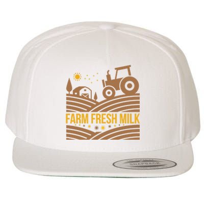 Farm Fresh Milk Wool Snapback Cap