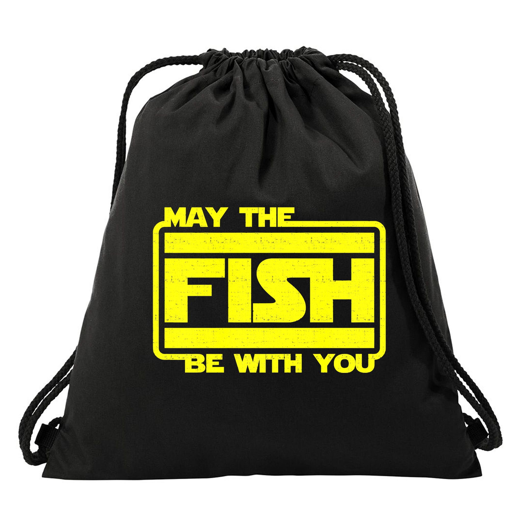 Funny Fishing May The Fish Be With You Fisher Drawstring Bag