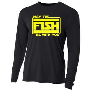 Funny Fishing May The Fish Be With You Fisher Cooling Performance Long Sleeve Crew