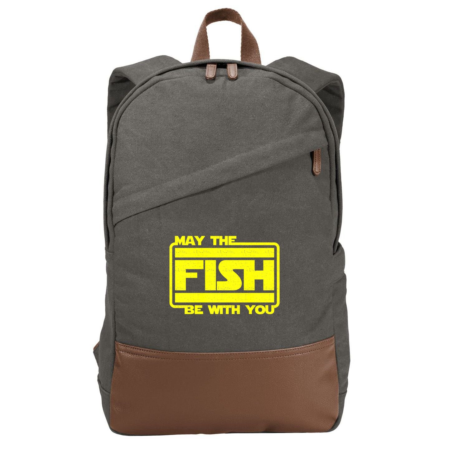 Funny Fishing May The Fish Be With You Fisher Cotton Canvas Backpack