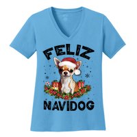 Funny Feliz Navidog Chihuahua Dog Lover Gift Christmas Cute Gift Women's V-Neck T-Shirt