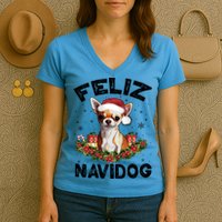 Funny Feliz Navidog Chihuahua Dog Lover Gift Christmas Cute Gift Women's V-Neck T-Shirt