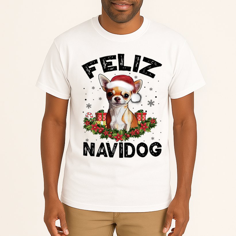 Funny Feliz Navidog Chihuahua Dog Lover Gift Christmas Cute Gift Tall T-Shirt