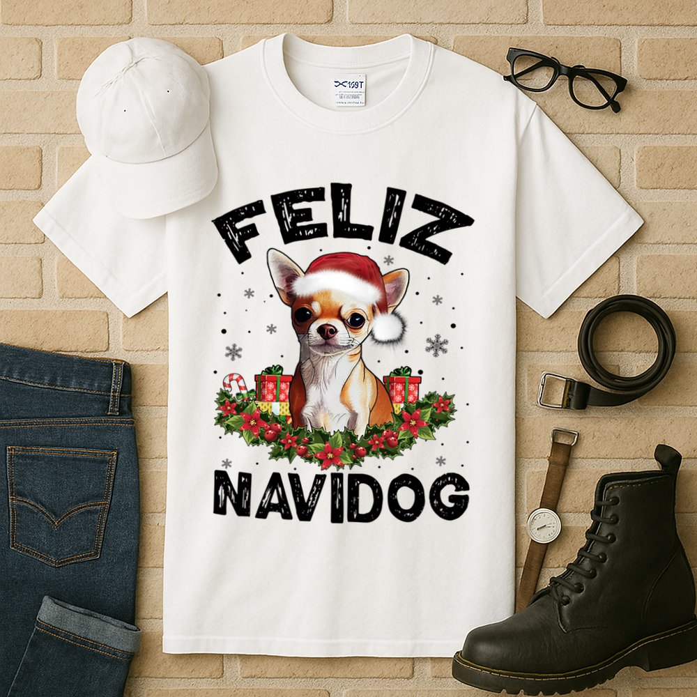 Funny Feliz Navidog Chihuahua Dog Lover Gift Christmas Cute Gift Tall T-Shirt