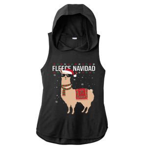 Fleece Feliz Navidad Cute Llama Christmas Ladies PosiCharge Tri-Blend Wicking Draft Hoodie Tank