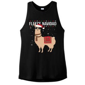 Fleece Feliz Navidad Cute Llama Christmas Ladies PosiCharge Tri-Blend Wicking Tank