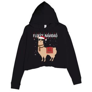 Fleece Feliz Navidad Cute Llama Christmas Crop Fleece Hoodie