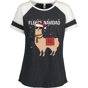 Fleece Feliz Navidad Cute Llama Christmas Enza Ladies Jersey Colorblock Tee