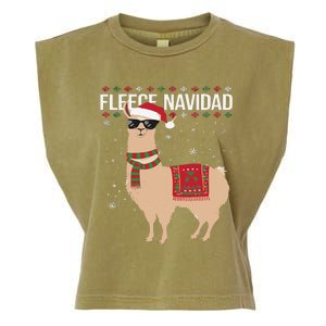 Fleece Feliz Navidad Cute Llama Christmas Garment-Dyed Women's Muscle Tee