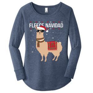 Fleece Feliz Navidad Cute Llama Christmas Women's Perfect Tri Tunic Long Sleeve Shirt