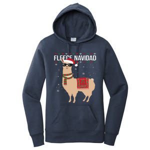 Fleece Feliz Navidad Cute Llama Christmas Women's Pullover Hoodie