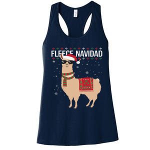 Fleece Feliz Navidad Cute Llama Christmas Women's Racerback Tank