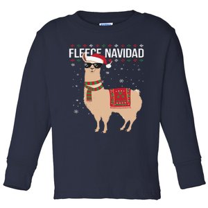 Fleece Feliz Navidad Cute Llama Christmas Toddler Long Sleeve Shirt