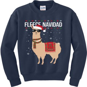 Fleece Feliz Navidad Cute Llama Christmas Kids Sweatshirt