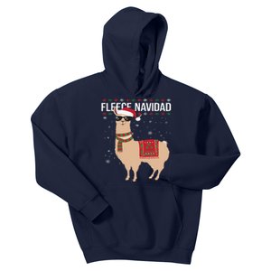 Fleece Feliz Navidad Cute Llama Christmas Kids Hoodie