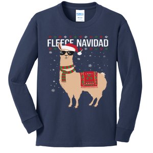 Fleece Feliz Navidad Cute Llama Christmas Kids Long Sleeve Shirt