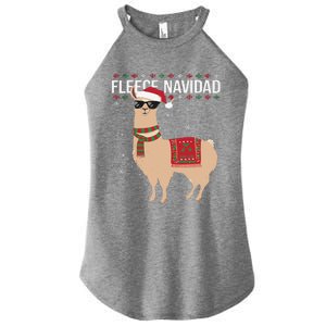 Fleece Feliz Navidad Cute Llama Christmas Women's Perfect Tri Rocker Tank