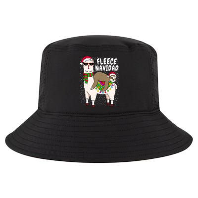 Fleece Feliz Navidad Sloth Riding Llama Christmas Sweater Gift Cool Comfort Performance Bucket Hat