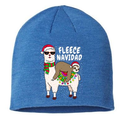 Fleece Feliz Navidad Sloth Riding Llama Christmas Sweater Gift Sustainable Beanie