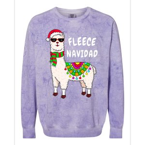 Fleece Feliz Navidad Llama Christmas Cute Xmas Gift Colorblast Crewneck Sweatshirt