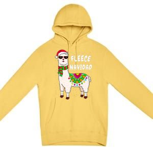 Fleece Feliz Navidad Llama Christmas Cute Xmas Gift Premium Pullover Hoodie