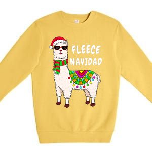 Fleece Feliz Navidad Llama Christmas Cute Xmas Gift Premium Crewneck Sweatshirt