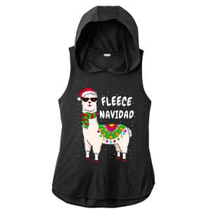 Fleece Feliz Navidad Llama Christmas Cute Xmas Gift Ladies PosiCharge Tri-Blend Wicking Draft Hoodie Tank