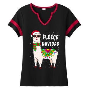 Fleece Feliz Navidad Llama Christmas Cute Xmas Gift Ladies Halftime Notch Neck Tee