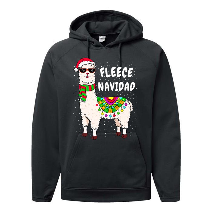 Fleece Feliz Navidad Llama Christmas Cute Xmas Gift Performance Fleece Hoodie