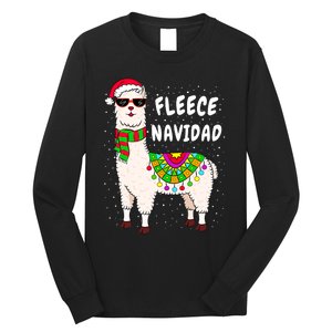 Fleece Feliz Navidad Llama Christmas Cute Xmas Gift Long Sleeve Shirt