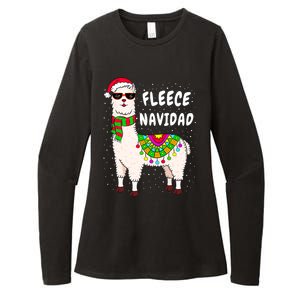 Fleece Feliz Navidad Llama Christmas Cute Xmas Gift Womens CVC Long Sleeve Shirt