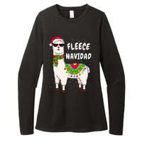 Fleece Feliz Navidad Llama Christmas Cute Xmas Gift Womens CVC Long Sleeve Shirt